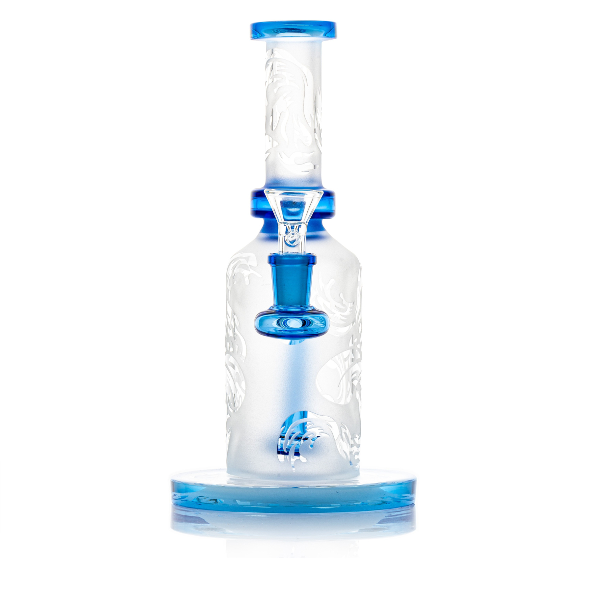 Etched Double Dragon Bong - 23cm / 14mm F Colors Vary