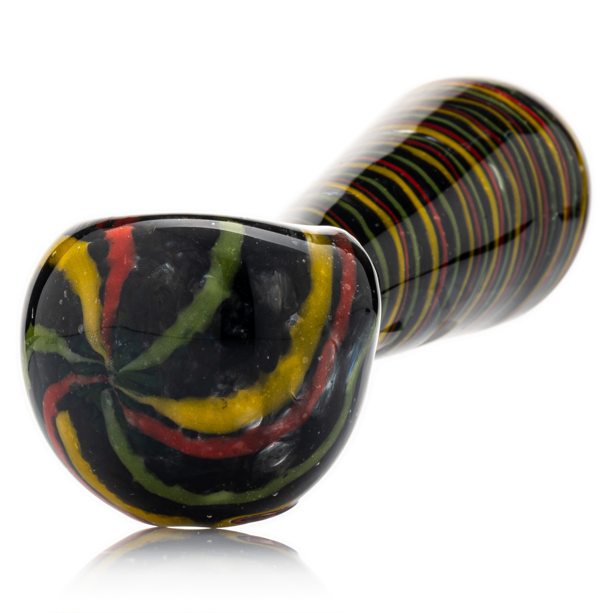 Spoon Pfeife Glas mit Rasta Streifen - 10cm