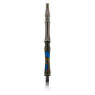 INVI - Vertex Handcut Edelstahl Shisha - Gun Metal Wood Edition - Blau / Grün