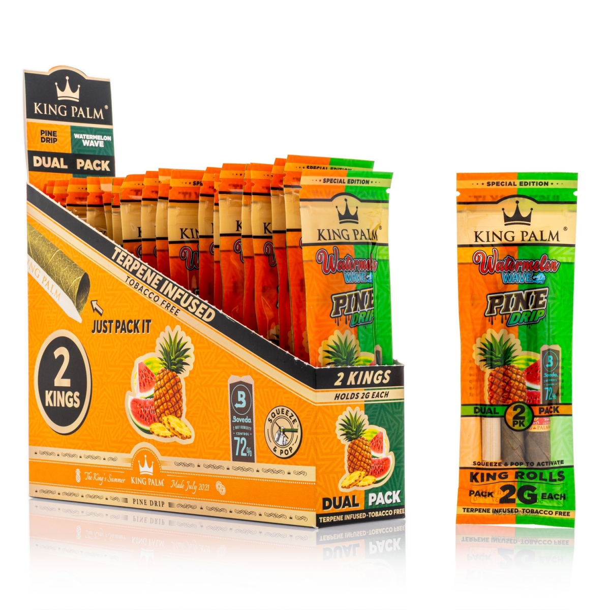 King Palm Wraps - 2 x King Size - Pine Drip / Watermelon Box 20