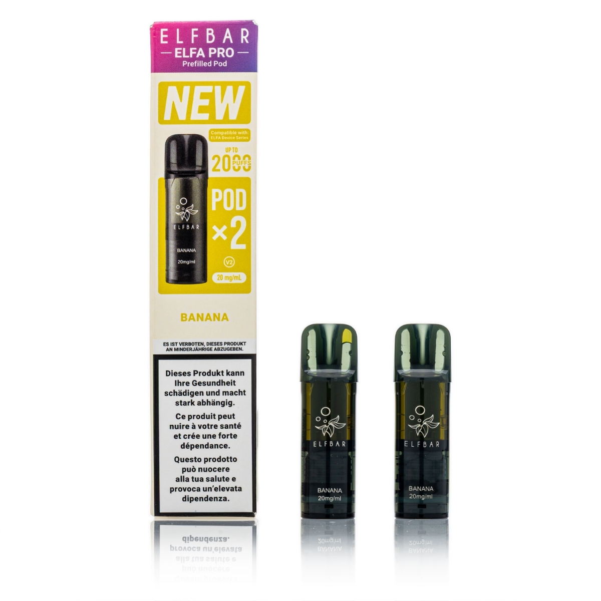 ELFBAR ELFA Pro V2 - Banana - 2ml Pods / 20mg / 2 Stück