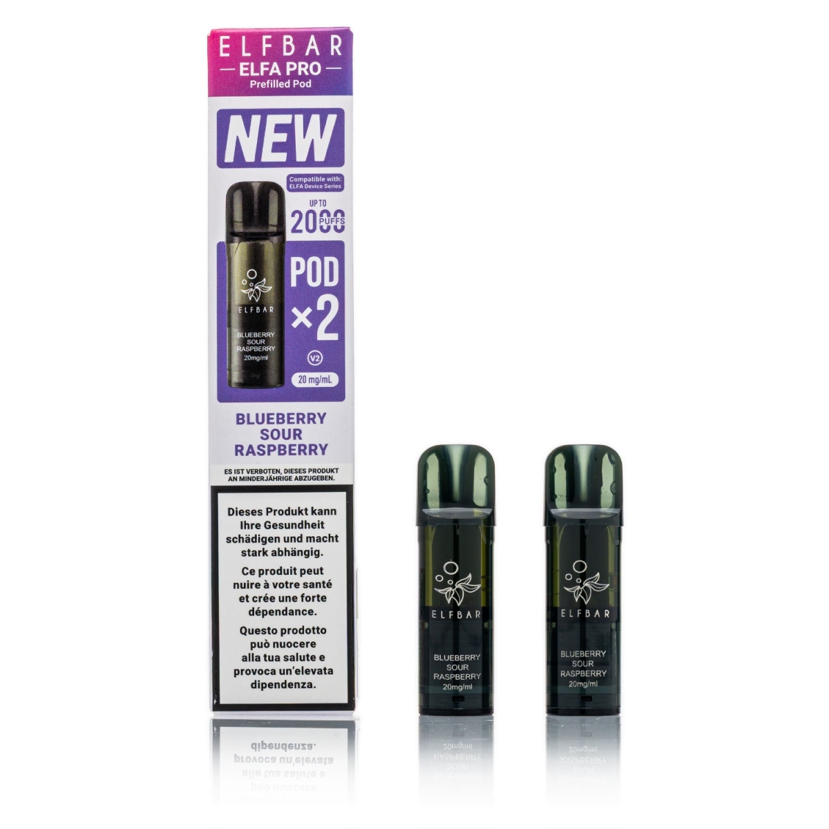 ELFBAR ELFA Pro V2 - Blueberry Sour Raspberry - 2ml Pods / 20mg / 2 Stück