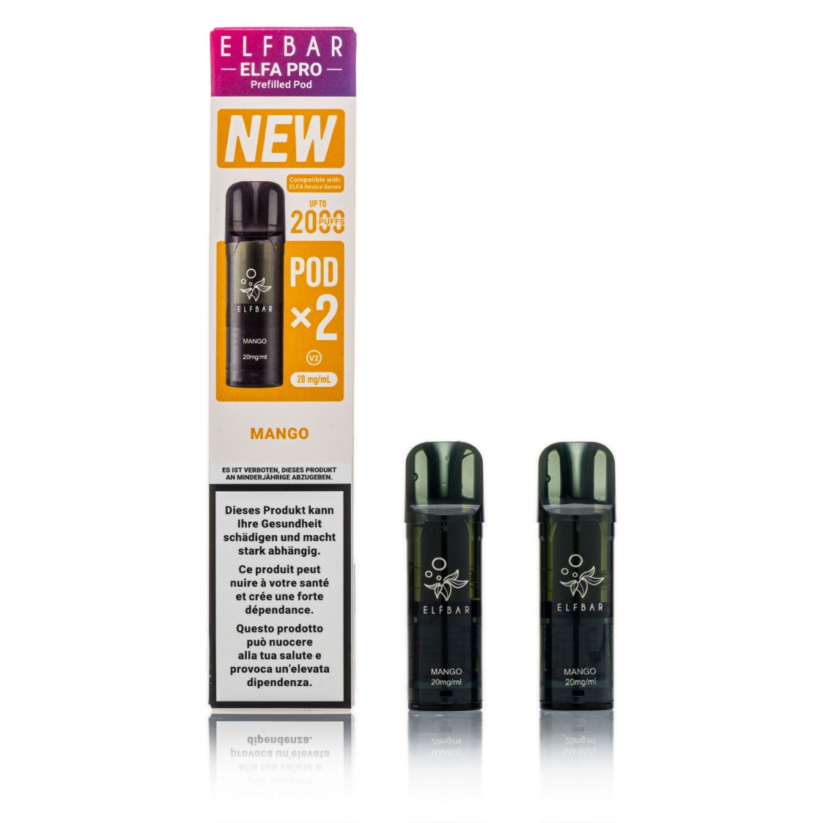 ELFBAR ELFA Pro V2 - Mango - 2ml Pods / 20mg / 2 Stück