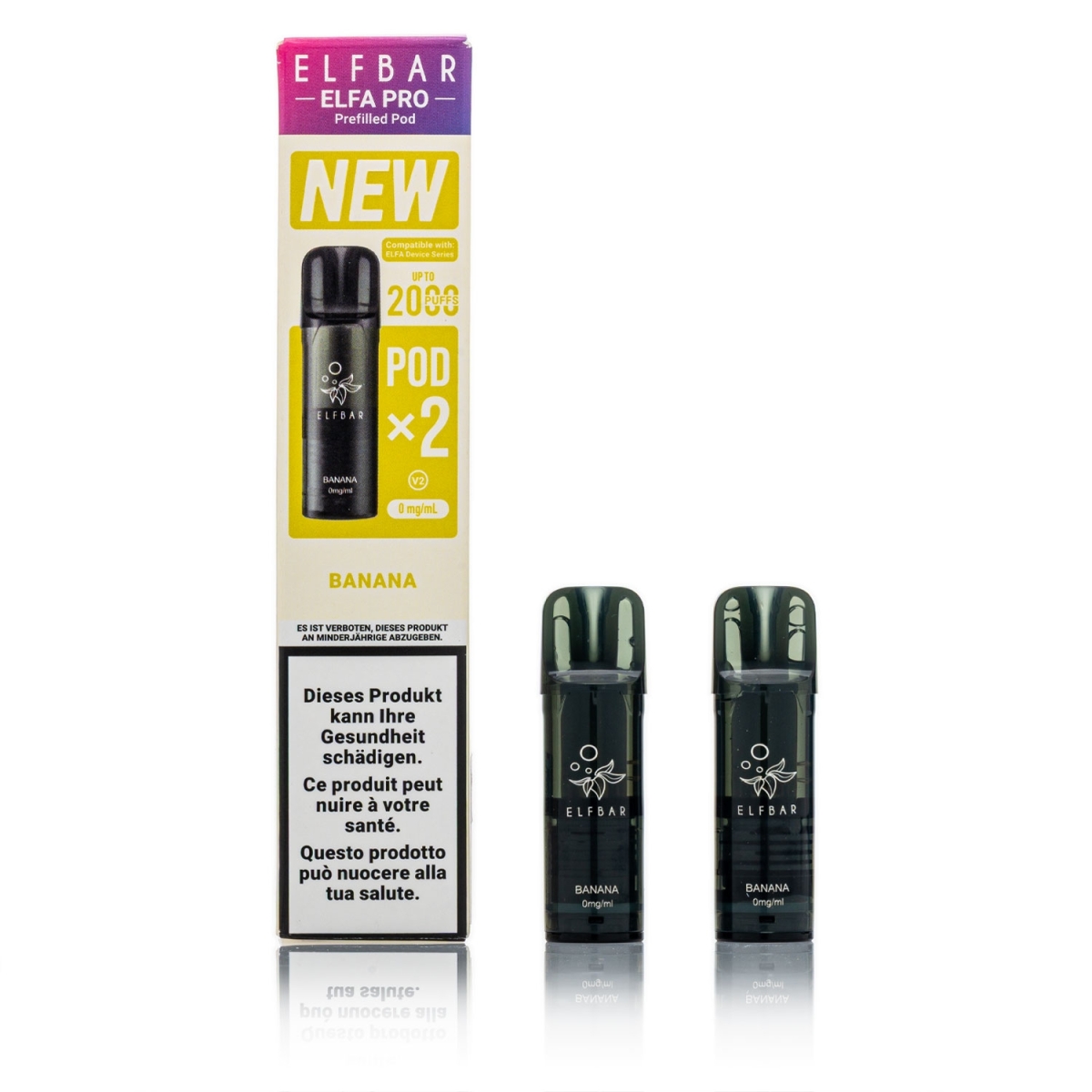 ELFBAR ELFA Pro V2 - Banana - 2ml Pods / 0mg / 2 Stück