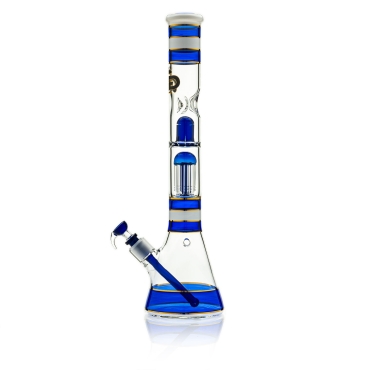 Grace Glass - Golden Line Blue Beaker Bong