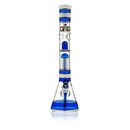 Grace Glass - Golden Line Blue Beaker Bong
