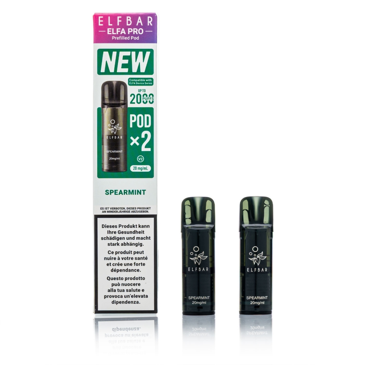 ELFBAR ELFA Pro V2 - Spearmint - 2ml Pods / 20mg / 2 Stück