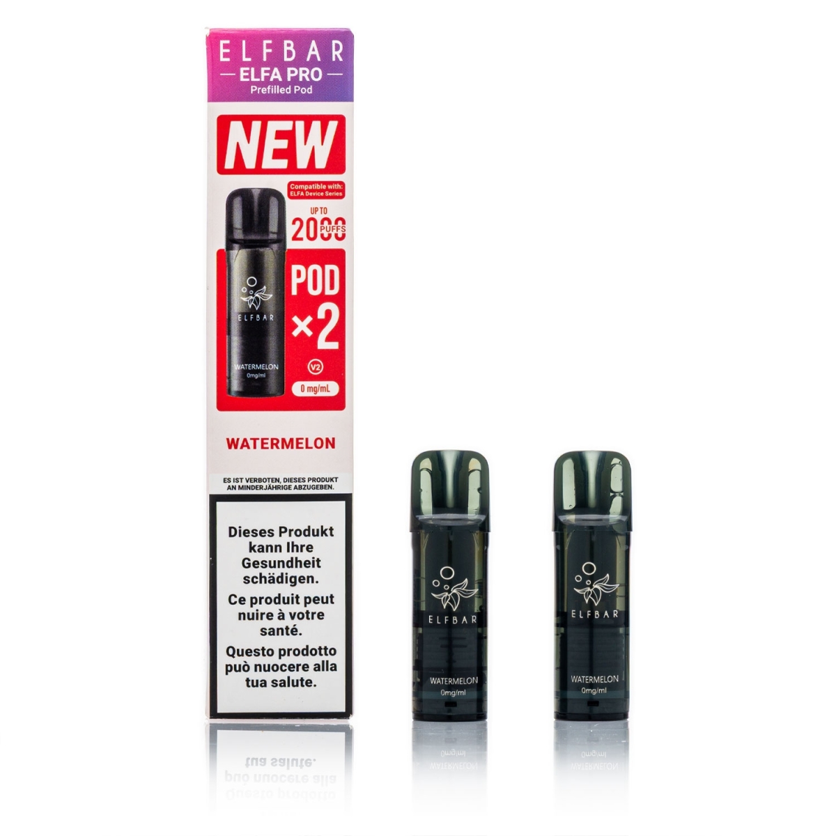 ELFBAR ELFA Pro V2 - Watermelon - 2ml Pods / 0mg / 2 Stück