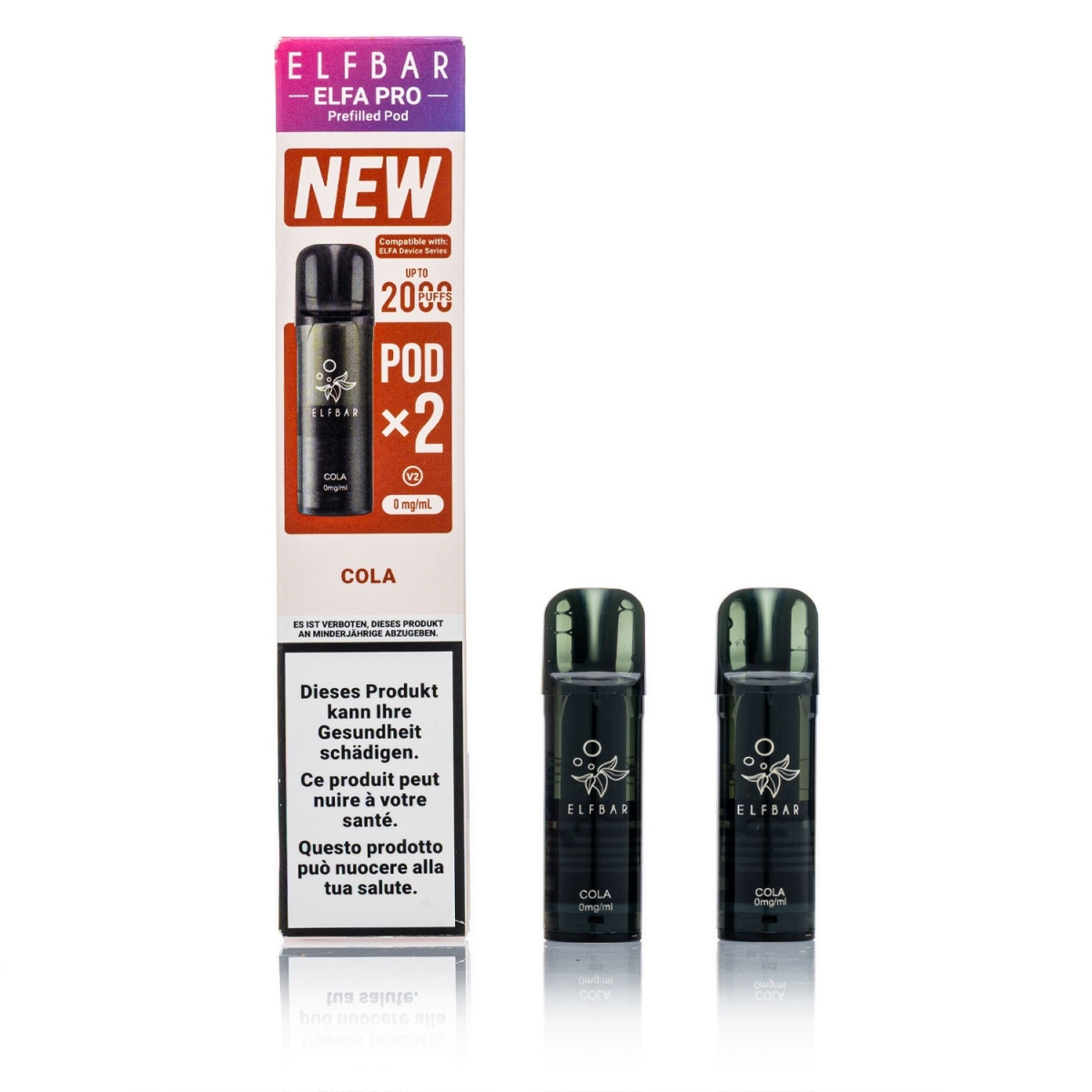 ELFBAR ELFA Pro V2 - Cola - 2ml Pods / 0mg / 2 Stück