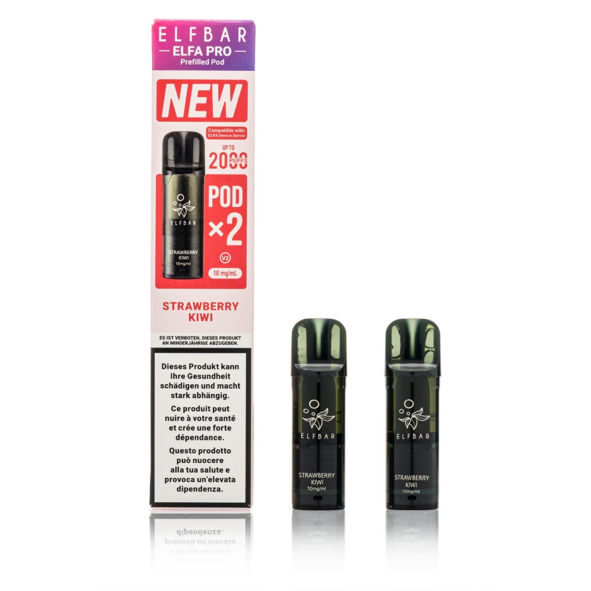 ELFBAR ELFA Pro V2 - Strawberry Kiwi - 2ml Pods / 10mg / 2 Stück