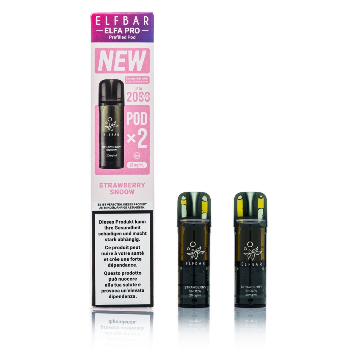 ELFBAR ELFA Pro V2 - Strawberry Snoow - 2ml Pods / 20mg / 2 Stück