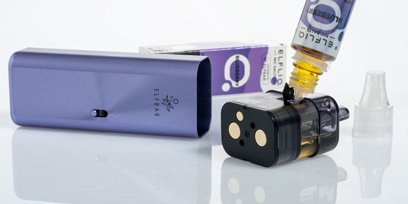 Elfbar ELFX Mega Pod-System in Violett mit nachfüllbarem 10-ml-Pod und Liquid-Flasche