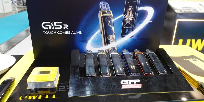 Uwell Caliburn G5 Pro Pod-Systeme am Uwell-Stand auf der InterTabac 2026