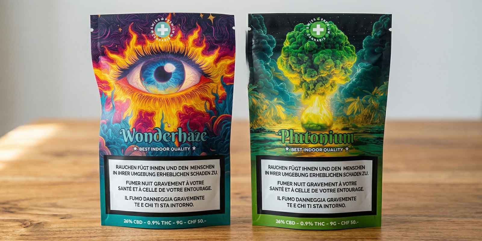 CBD Blüten von High Level Genetics in der Schweiz – Wonderhaze und Plutonium Indoor Cannabis mit bis zu 26% CBD